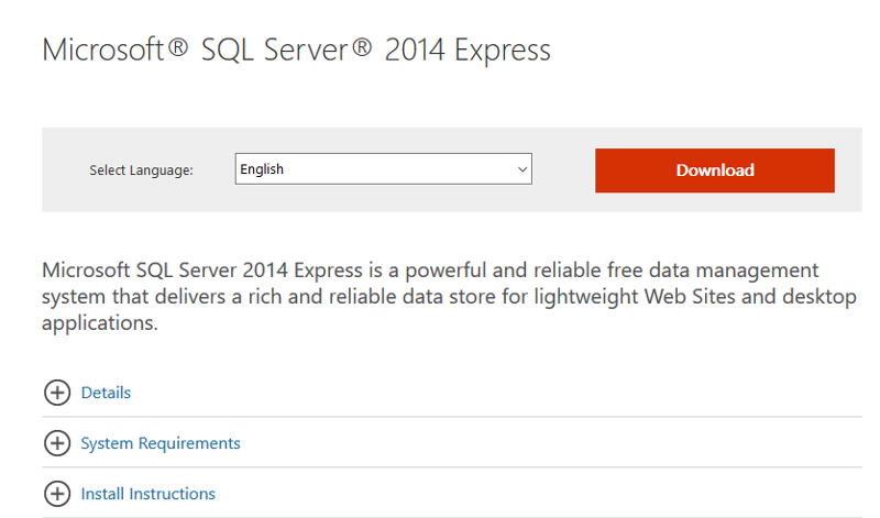 Sql server express 2014 download link